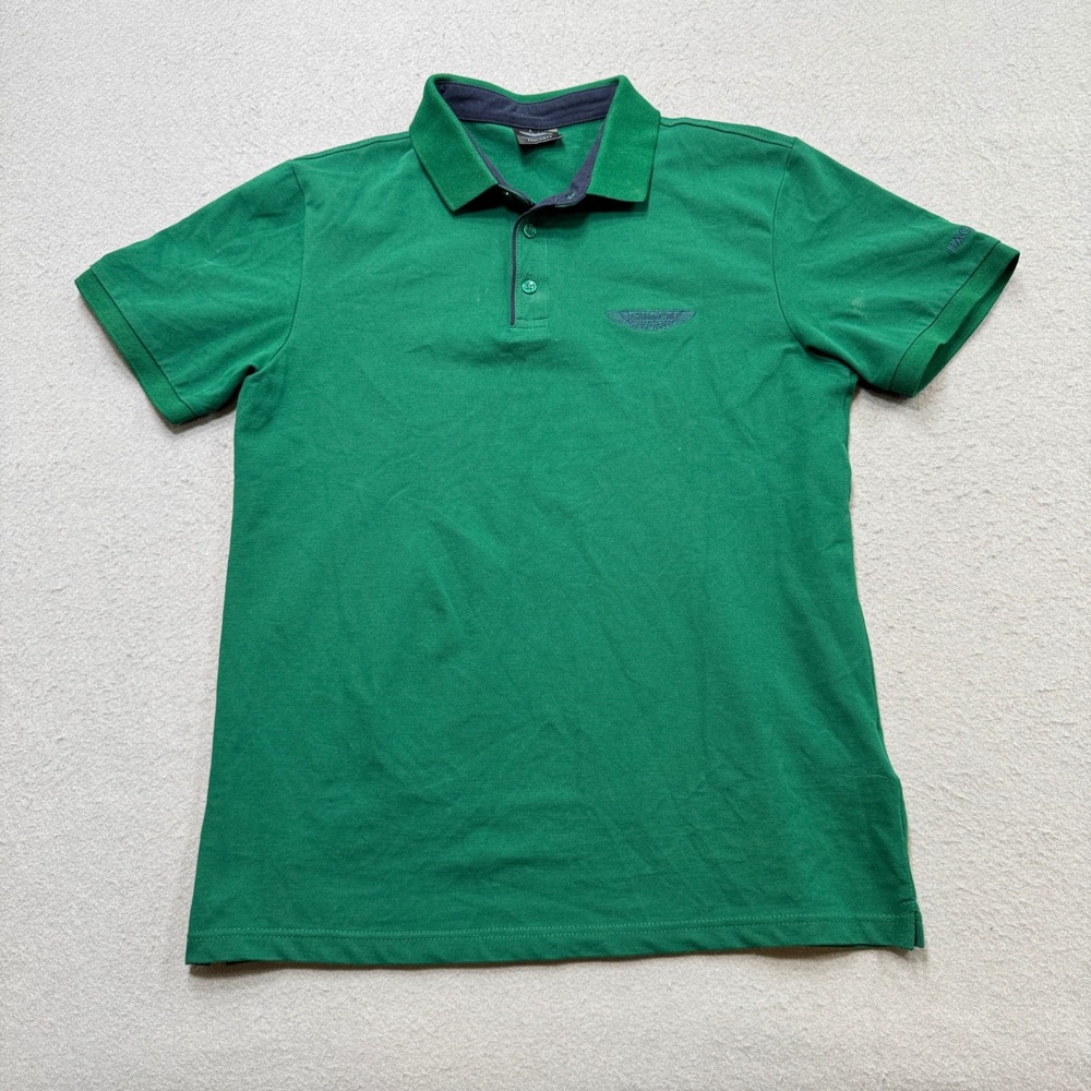 Hackett London Polo Shirt Men's Large Green Aston Martin Short Sleeve Activewear
